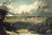 unknow artist Panoramic Landscape with a View of a Small Town painting